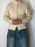 High-Neck Angora Knit Zip-Up