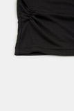 Part shirring wide-neck crop long sleeve