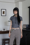 Buckle Crop Ribbed T-Shirt