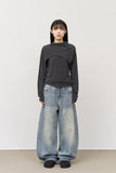 Mint Brushed Wide Denim
