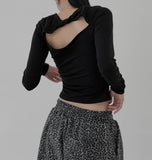 Back slit twist shirring long sleeve