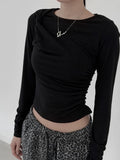 Back slit twist shirring long sleeve