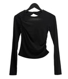 Back slit twist shirring long sleeve