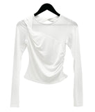 Back slit twist shirring long sleeve