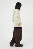 Cable twisted knit hood zip-up