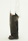 Dust oil washed denim pants