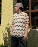 Wave Openwork Collar Knit