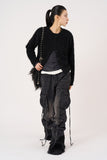 Heart star patched cargo denim pants