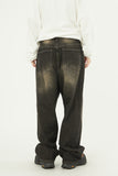 Dust oil washed denim pants