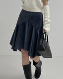 Unbalanced Frill Midi Skirt