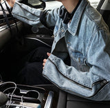 Side zipper cropped trucker