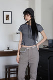 Buckle Crop Ribbed T-Shirt