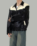 Lupon collar leather jacket