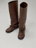 Shirring Fold Layered Long Boots