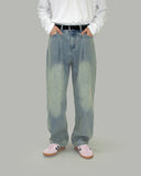 Ege one-tuck semi-wide denim pants