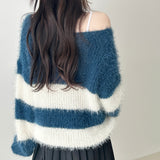 Shees Stripe Off-Shoulder Knit