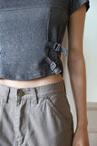 Buckle Crop Ribbed T-Shirt