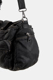 Old vintage multi-pocket leather bag