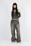 Chalk embossed washed denim