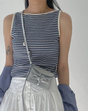 Stripe Boatneck Ribbed Sleeveless