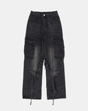 Heart star patched cargo denim pants