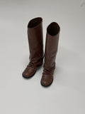 Shirring Fold Layered Long Boots