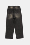 Dust oil washed denim pants