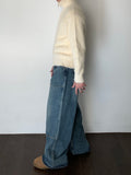 High-Neck Angora Knit Zip-Up