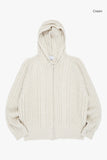 Cable twisted knit hood zip-up