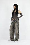 Chalk embossed washed denim