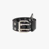 Double line hole eyelet leather belt