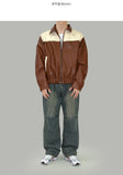 Lupon collar leather jacket