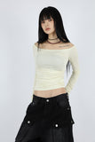 Off-side shirring T-shirt