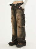 Franken incision pigment cargo denim pants