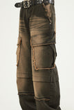 Franken incision pigment cargo denim pants