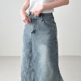 Chiffon Long Denim Skirt