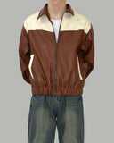 Lupon collar leather jacket