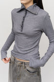 (W) Iron High Button Top