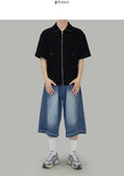 Kamen short sleeve knit zip-up