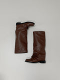 Shirring Fold Layered Long Boots