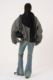 Wool hooded long knit muffler