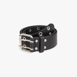 Double line hole eyelet leather belt