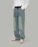 Ege one-tuck semi-wide denim pants