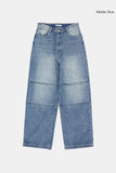 Veloce hem snap knee pin-tuck denim pants