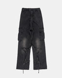 Heart star patched cargo denim pants