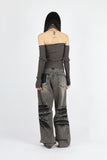 Chalk embossed washed denim
