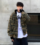 [Lining Fur] Camo Vintage Hood Work Jumper