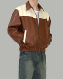Lupon collar leather jacket