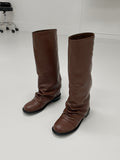 Shirring Fold Layered Long Boots