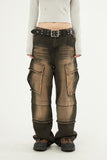 Franken incision pigment cargo denim pants